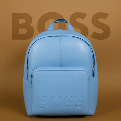 HUGO BOSS- LEATHER BACKPACK -Blue